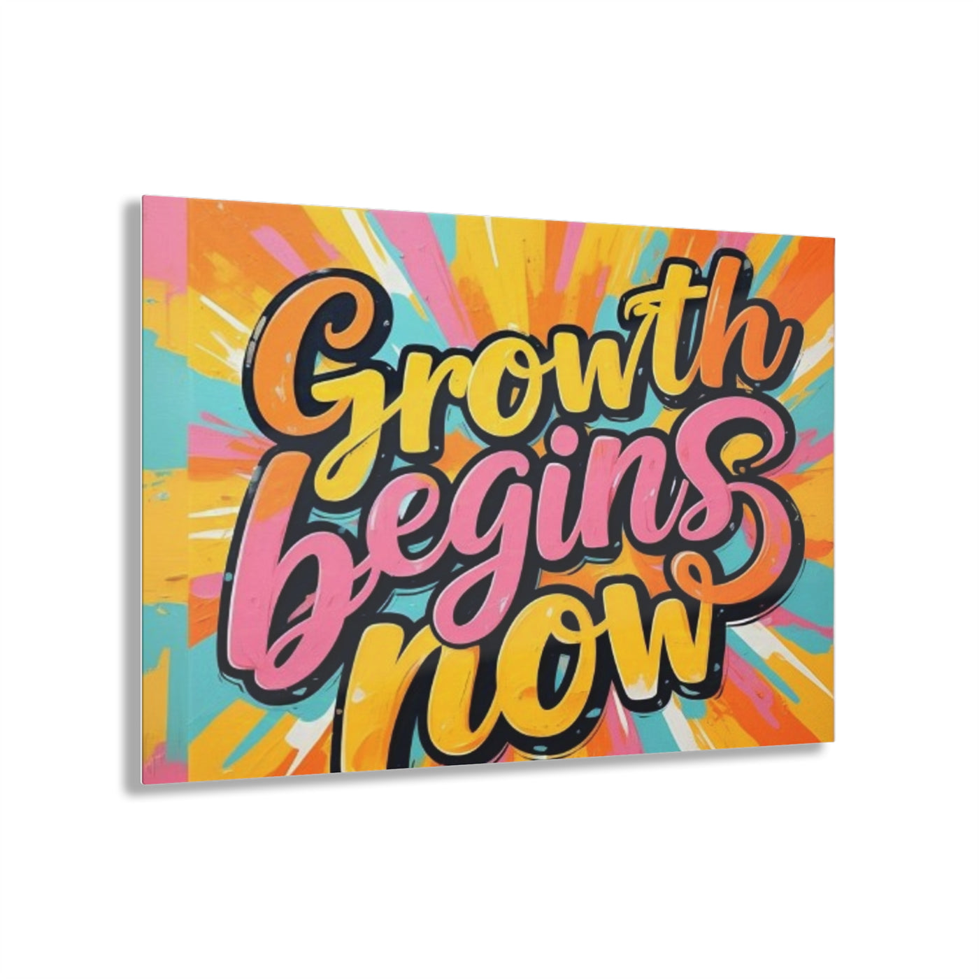 Inspirational Acrylic Print - 'Growth Begins Now' Wall Art for Motivation and Home Décor