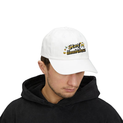 Stay Limitless Classic Dad Cap - Inspirational White Cotton Hat for Everyday Wear