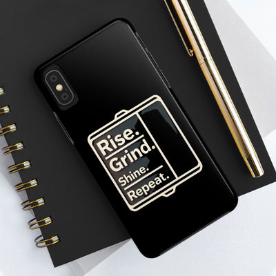 Motivational Tough Phone Case - 'Rise. Grind. Shine. Repeat.' - Durable Protection for Hustlers