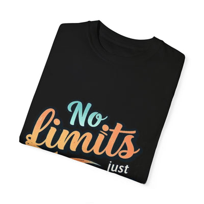 Inspirational Unisex Garment-Dyed T-Shirt with 'No Limits Just Possibilities' Design