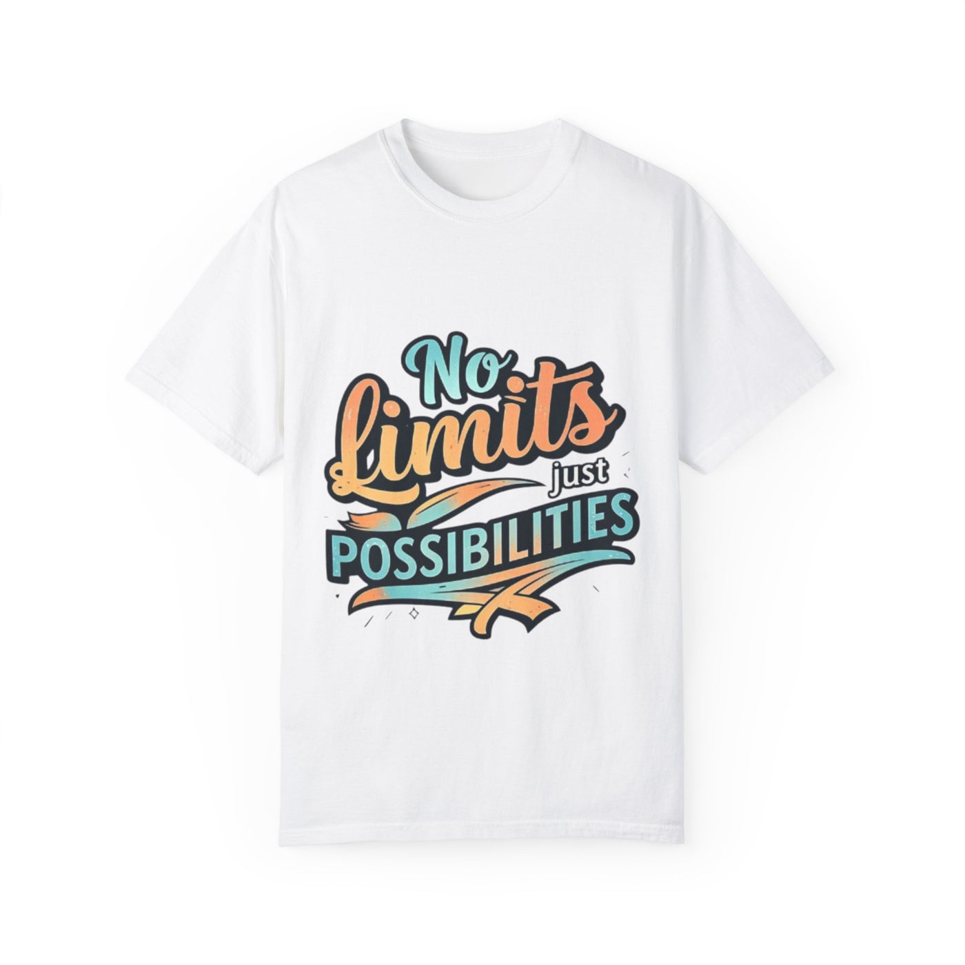 Inspirational Unisex Garment-Dyed T-Shirt with 'No Limits Just Possibilities' Design