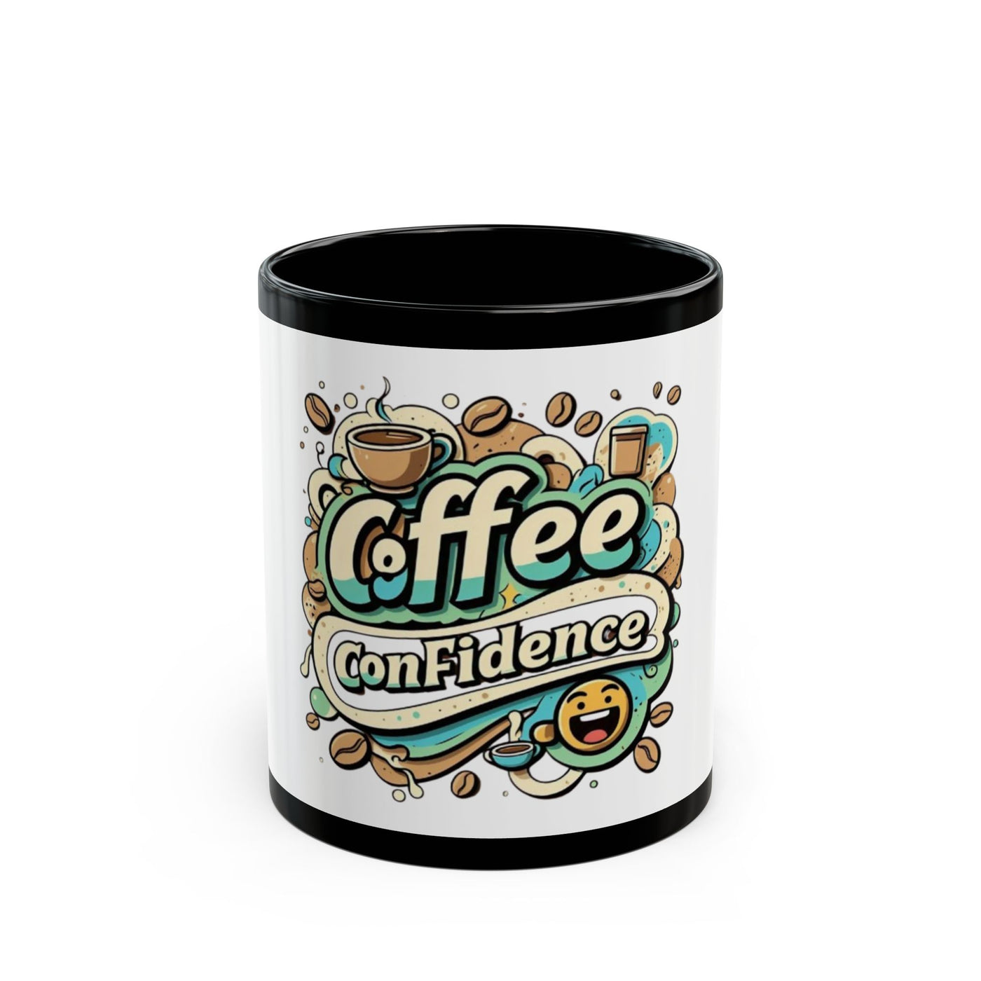 Coffee Confidence Black Mug – 11oz & 15oz Ceramic Coffee Cup for Coffee Lovers