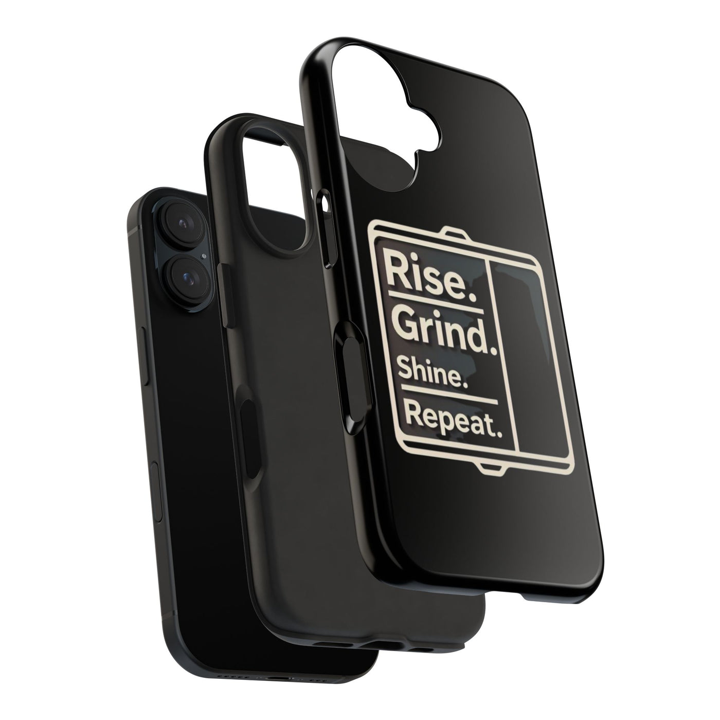 Motivational Tough Phone Case - 'Rise. Grind. Shine. Repeat.' - Durable Protection for Hustlers