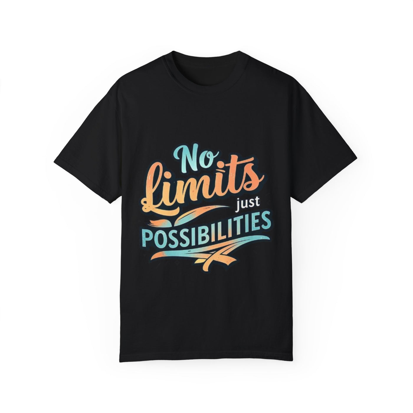 Inspirational Unisex Garment-Dyed T-Shirt with 'No Limits Just Possibilities' Design