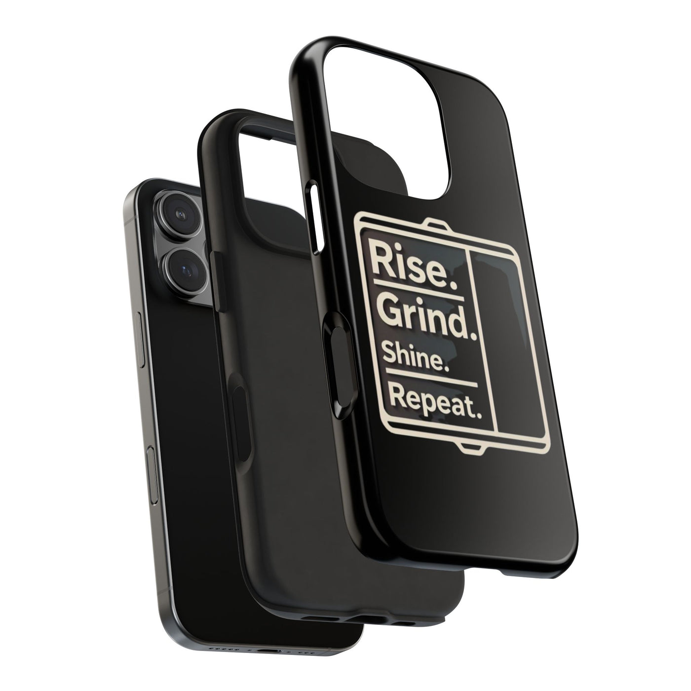 Motivational Tough Phone Case - 'Rise. Grind. Shine. Repeat.' - Durable Protection for Hustlers