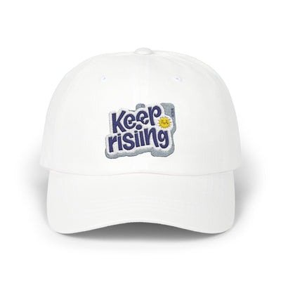 Keep Rising Classic Dad Cap - Motivational White Hat for Everyday Style