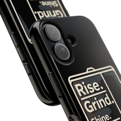 Motivational Tough Phone Case - 'Rise. Grind. Shine. Repeat.' - Durable Protection for Hustlers