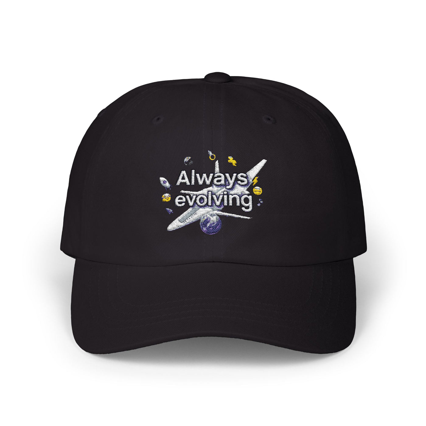 Always Evolving Classic Dad Cap - Trendy, White Hat for Growth Mindset Enthusiasts