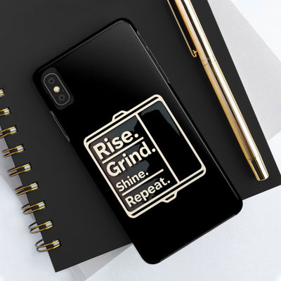 Motivational Tough Phone Case - 'Rise. Grind. Shine. Repeat.' - Durable Protection for Hustlers