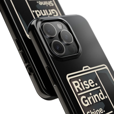 Motivational Tough Phone Case - 'Rise. Grind. Shine. Repeat.' - Durable Protection for Hustlers