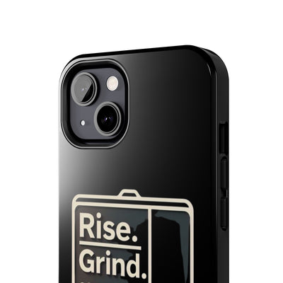 Motivational Tough Phone Case - 'Rise. Grind. Shine. Repeat.' - Durable Protection for Hustlers