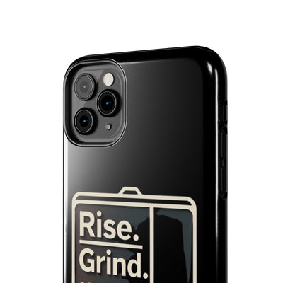 Motivational Tough Phone Case - 'Rise. Grind. Shine. Repeat.' - Durable Protection for Hustlers