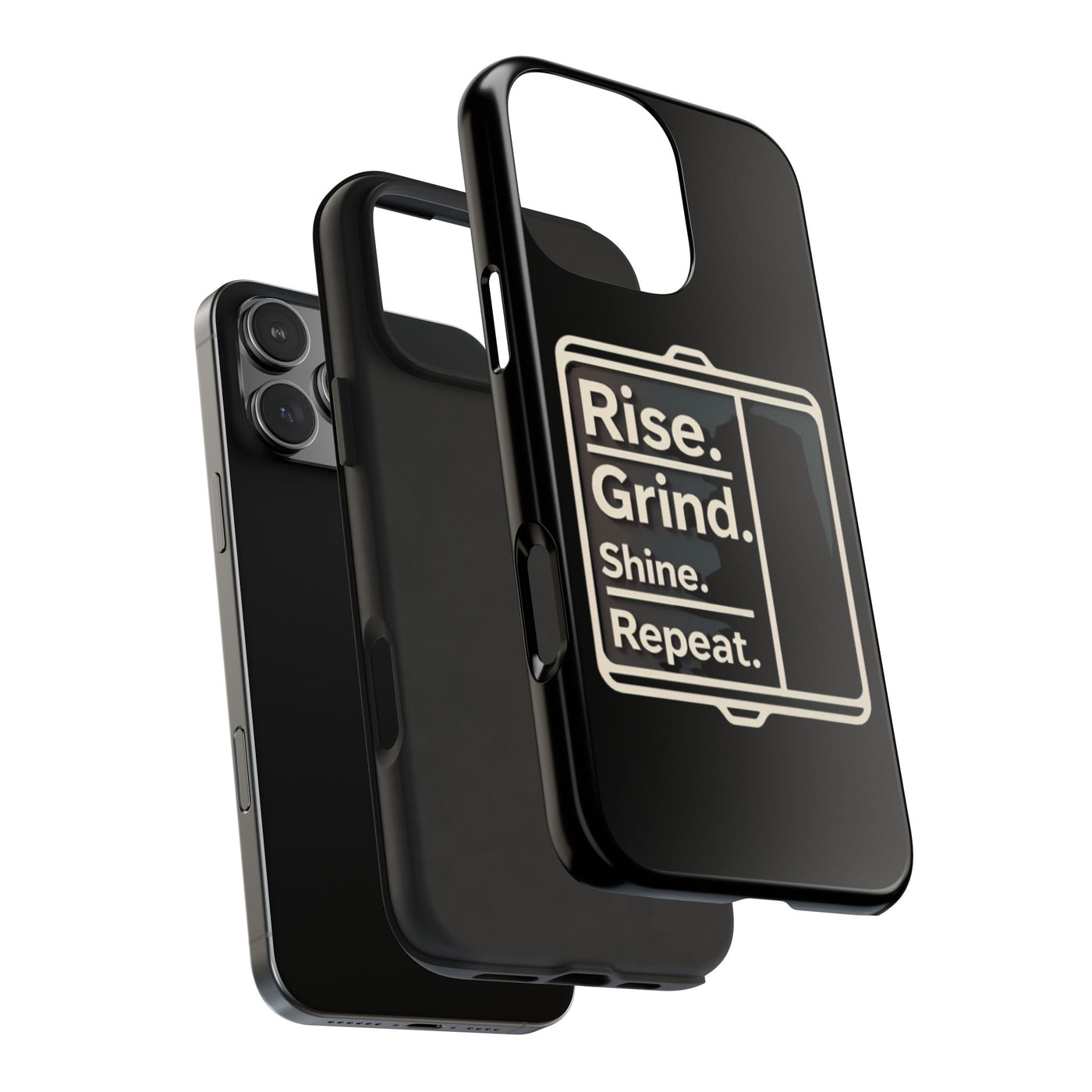 Motivational Tough Phone Case - 'Rise. Grind. Shine. Repeat.' - Durable Protection for Hustlers