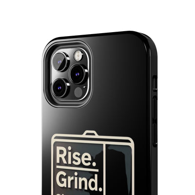 Motivational Tough Phone Case - 'Rise. Grind. Shine. Repeat.' - Durable Protection for Hustlers