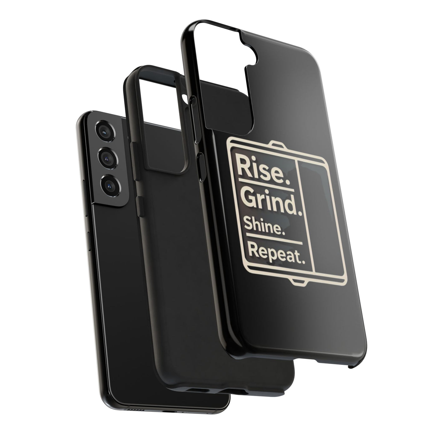 Motivational Tough Phone Case - 'Rise. Grind. Shine. Repeat.' - Durable Protection for Hustlers