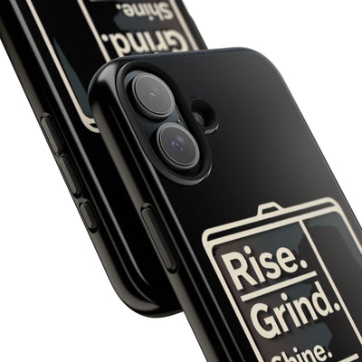 Motivational Tough Phone Case - 'Rise. Grind. Shine. Repeat.' - Durable Protection for Hustlers