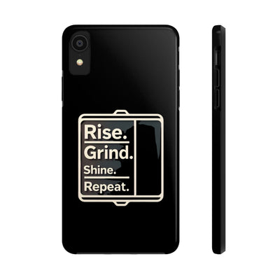 Motivational Tough Phone Case - 'Rise. Grind. Shine. Repeat.' - Durable Protection for Hustlers