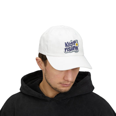 Keep Rising Classic Dad Cap - Motivational White Hat for Everyday Style