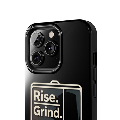 Motivational Tough Phone Case - 'Rise. Grind. Shine. Repeat.' - Durable Protection for Hustlers