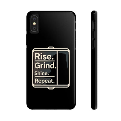 Motivational Tough Phone Case - 'Rise. Grind. Shine. Repeat.' - Durable Protection for Hustlers