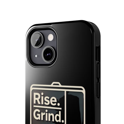 Motivational Tough Phone Case - 'Rise. Grind. Shine. Repeat.' - Durable Protection for Hustlers