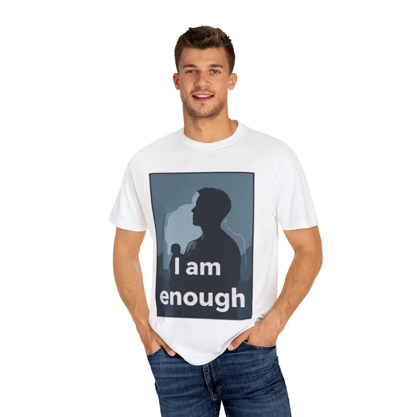 Unisex Garment-Dyed T-Shirt – "I Am Enough" Inspirational Tee for Empowerment and Self-Love