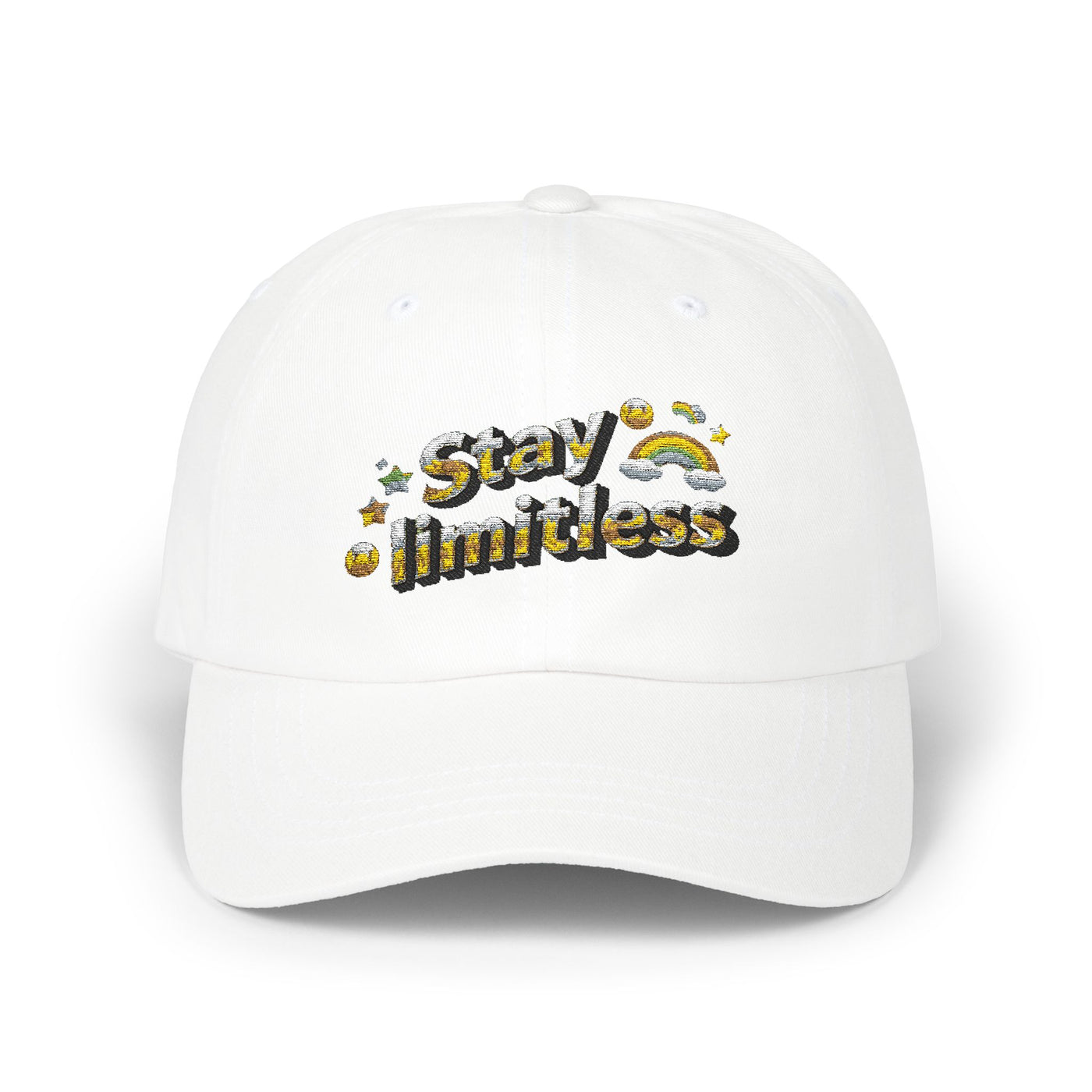 Stay Limitless Classic Dad Cap - Inspirational White Cotton Hat for Everyday Wear