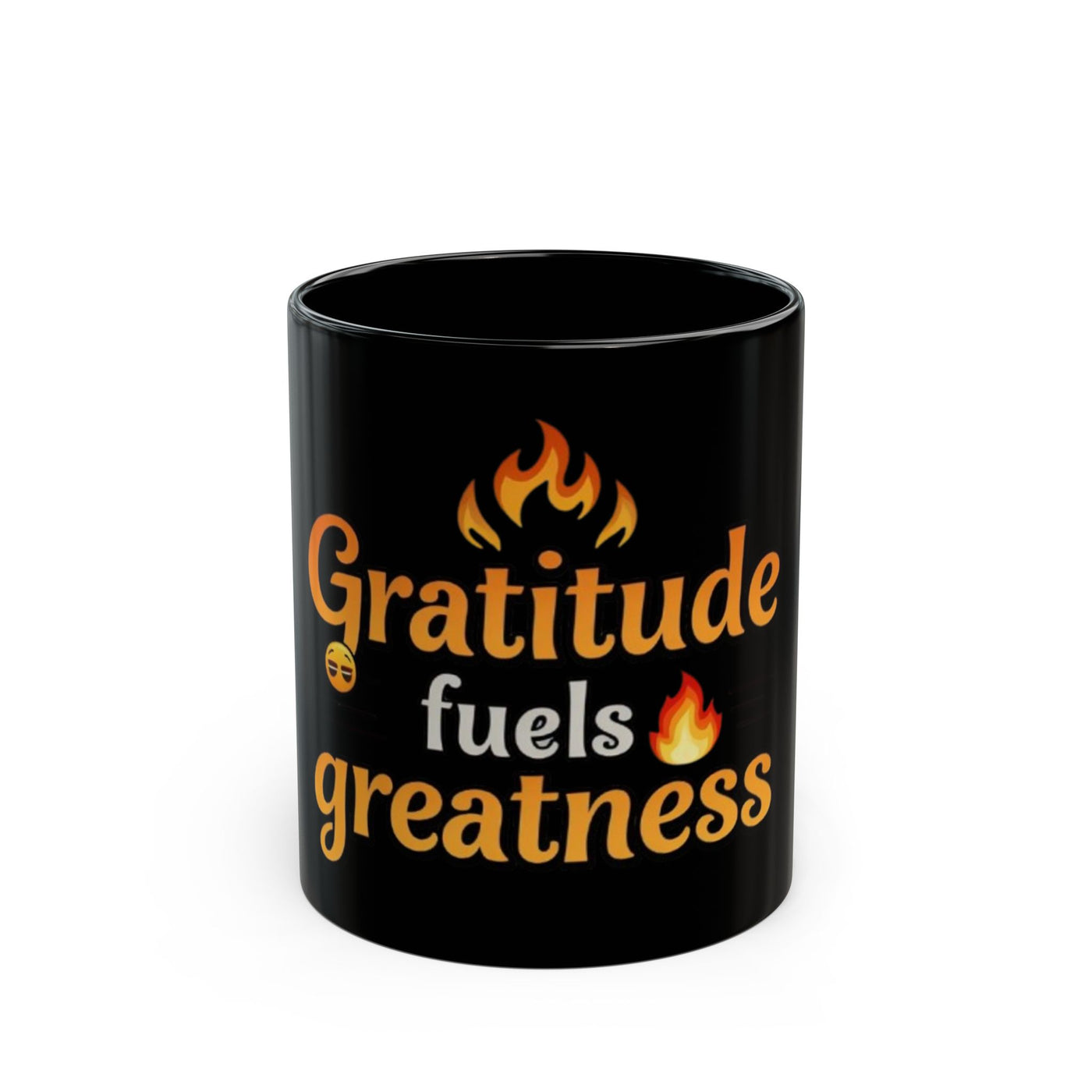 Gratitude Fuels Greatness Black Mug - Inspirational Coffee Cup for Daily Motivation